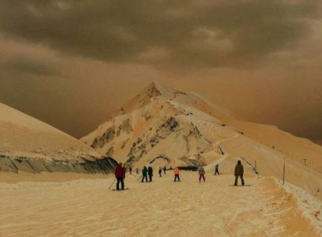 Freak Orange Snowstorms Hit Four Countries