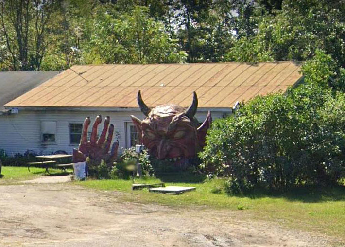 Satan Greets Drivers at this Front Yard Pumpkin Patch