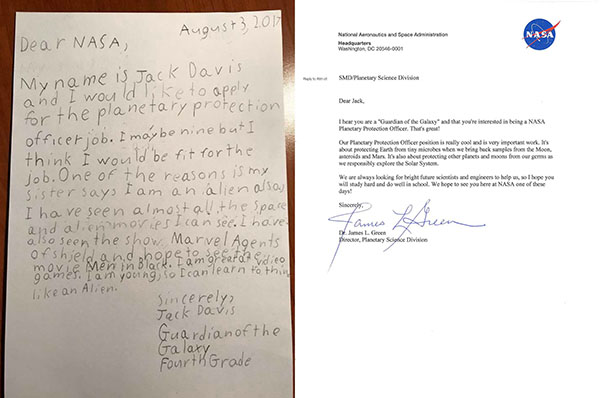 9-Year-Old Applies to Be NASA Planetary Protection Officer